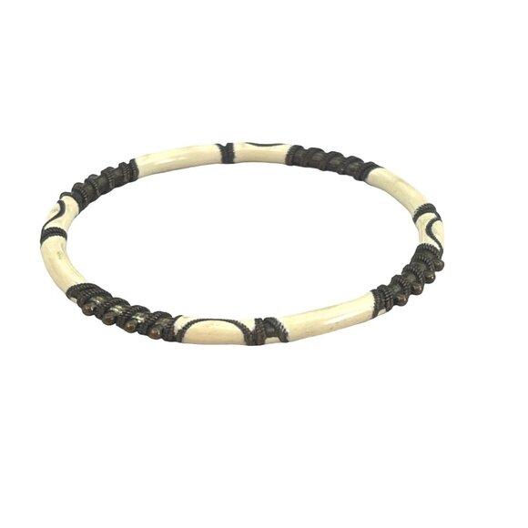 Handcrafted Enamel & Metal Beaded Bangle Bracelet For Women - Picture 3 of 6